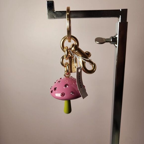 Coach Accessories - NWT Coach X Observed By Us CU310 3D Mushroom Bag Charm Gold / Multicolor Pink